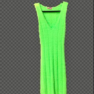 green fluffy supper soft dress